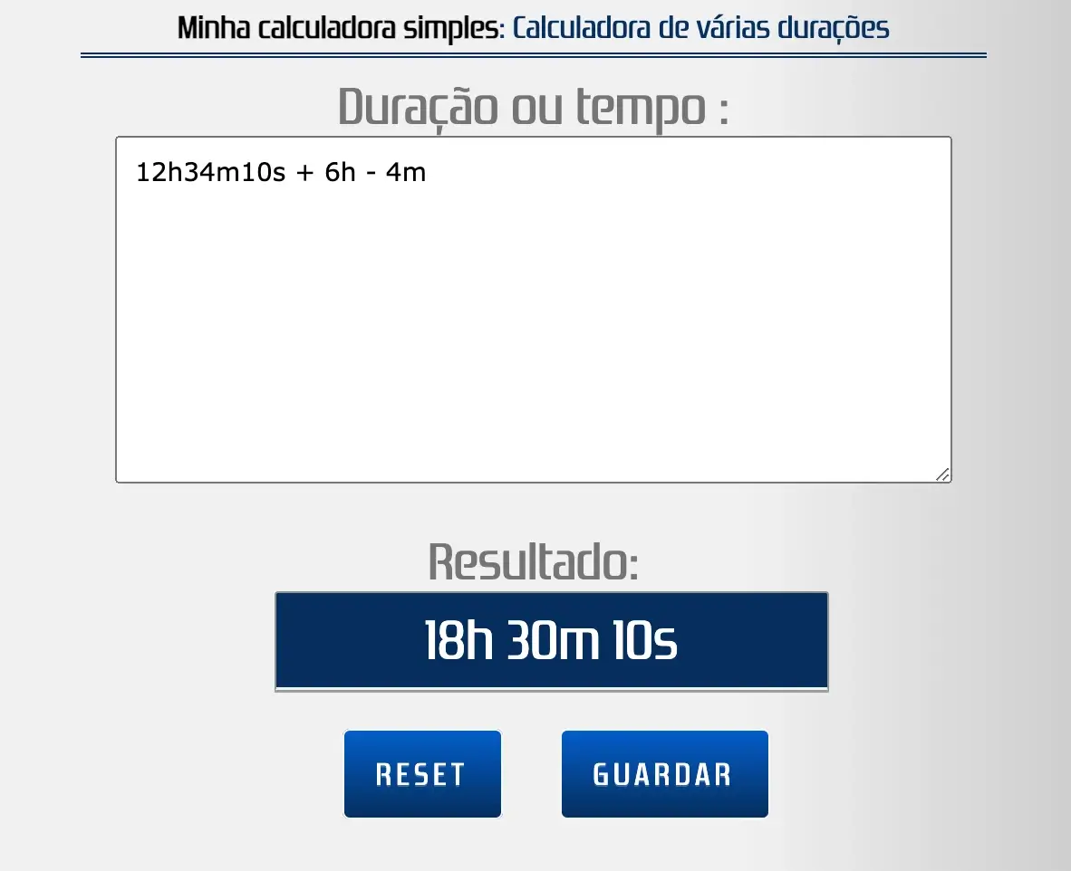 Calcule vários tempos