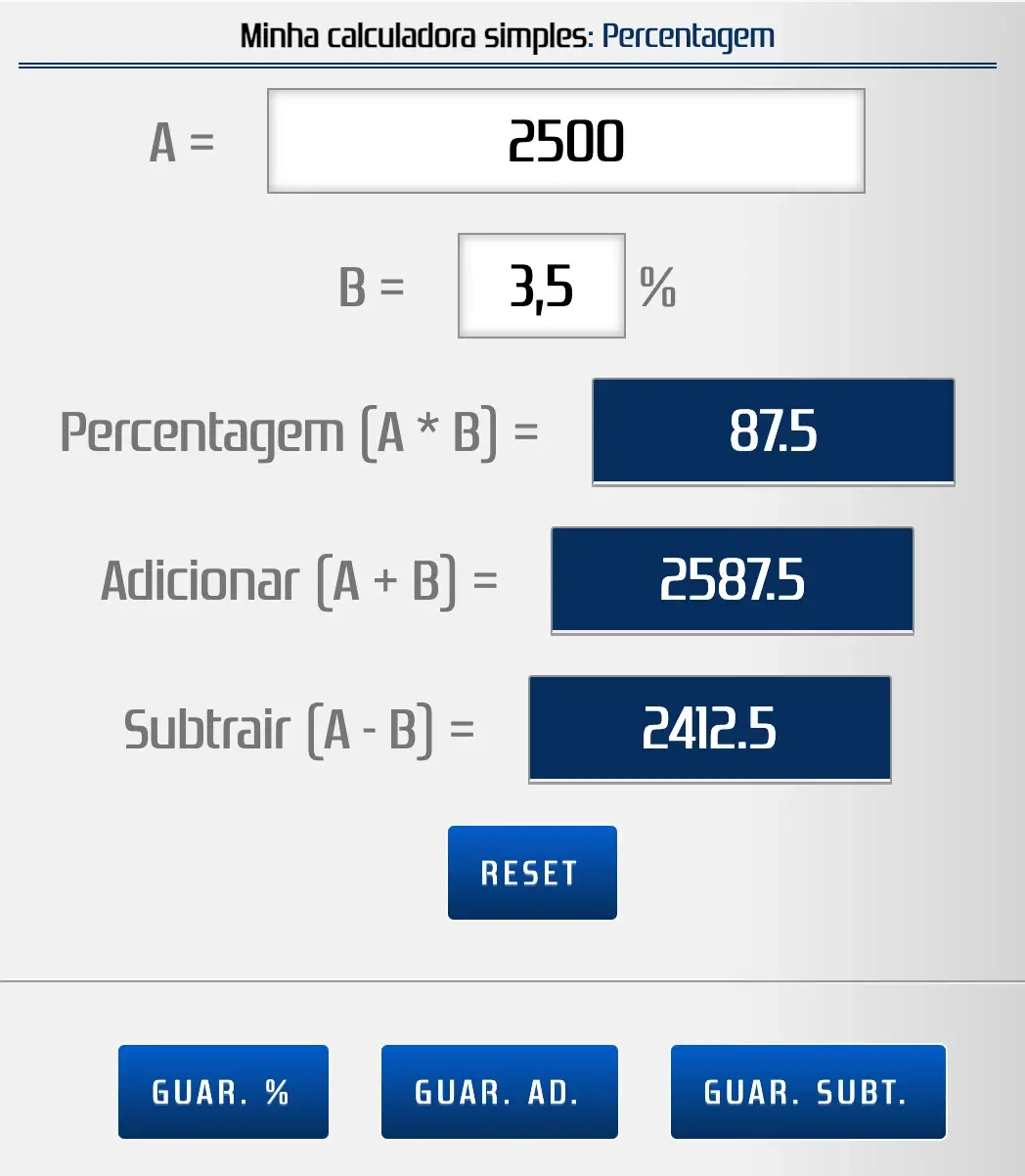 Calcular, adicionar e subtrair uma percentagem