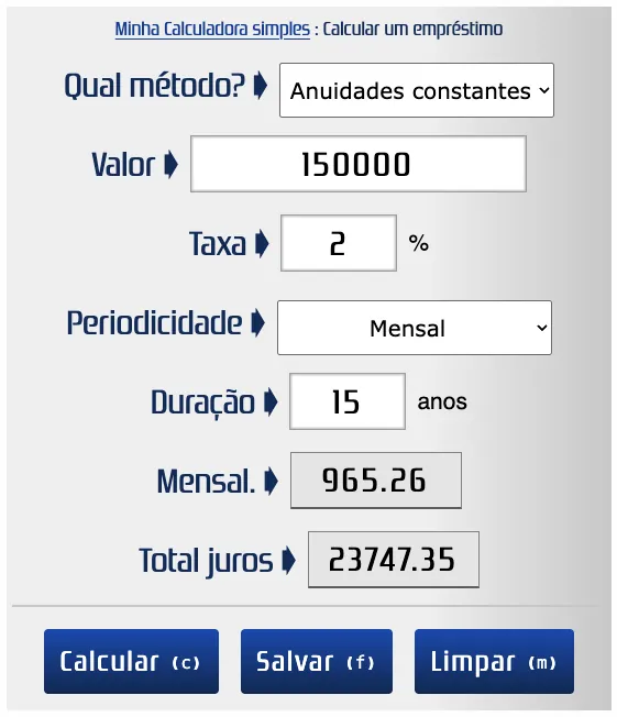 Simulador de tabela de empréstimo