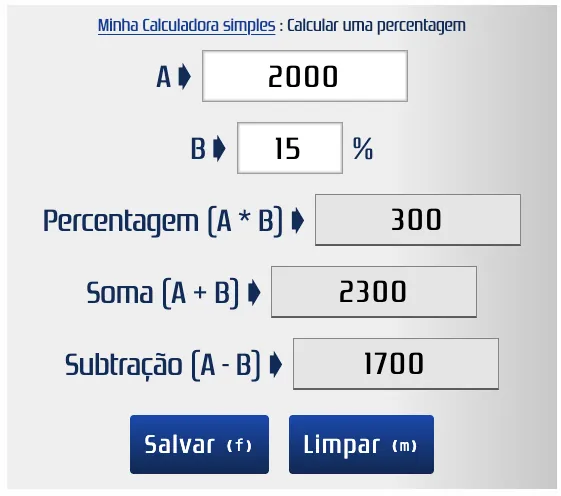 As percentagens do número 15000