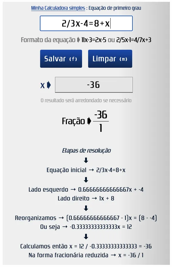 Resolver a equação com frações 2 / 3 x - 4 = 8 + x