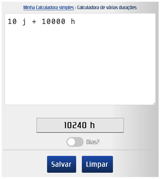 Resultado com os dias