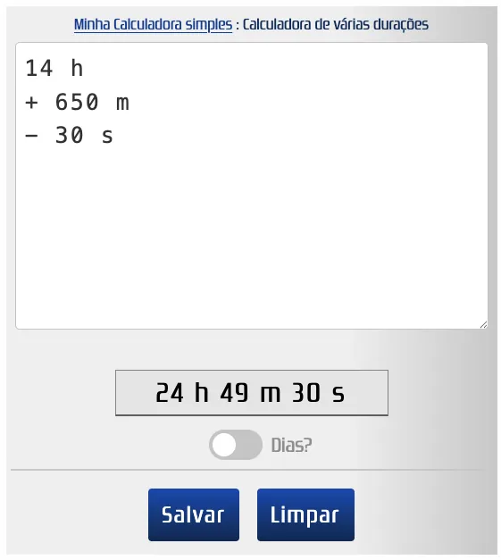 Vários espaços inseridos na calculadora