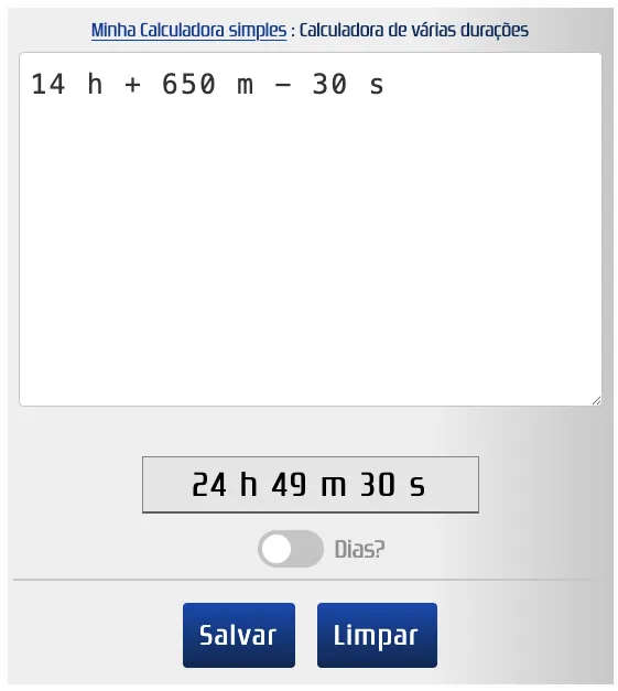 Somar e subtrair várias durações