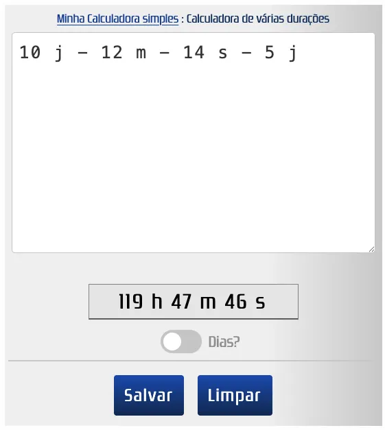 Subtrair várias durações