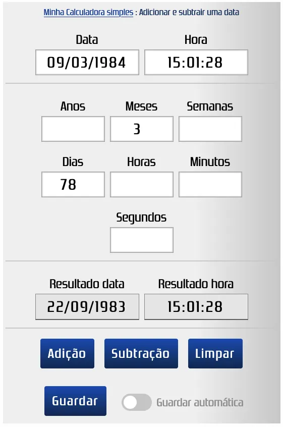 Subtrair meses e dias de uma data